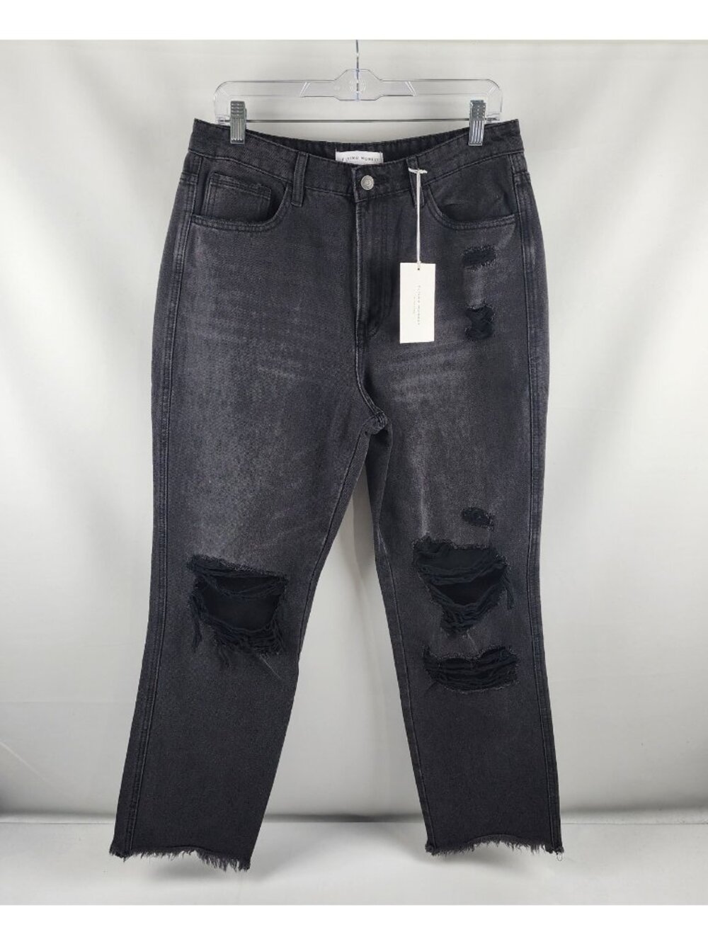 Flying Monkey Jeans Womens 30x28 Black Super HR Distressed Denim F4251 NWT
